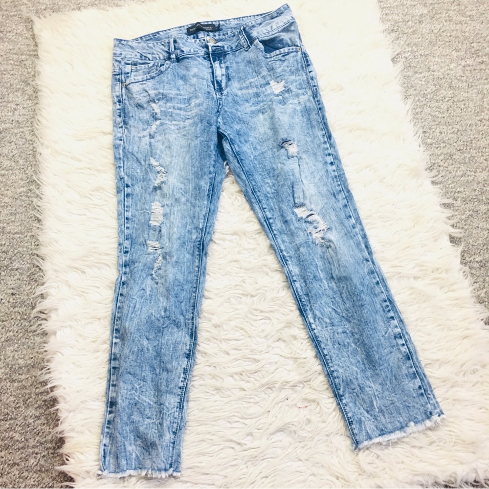 Twentyone by Rue 21 Skinny Jeans Distressed Tie Dye Light Blue Size 13/14